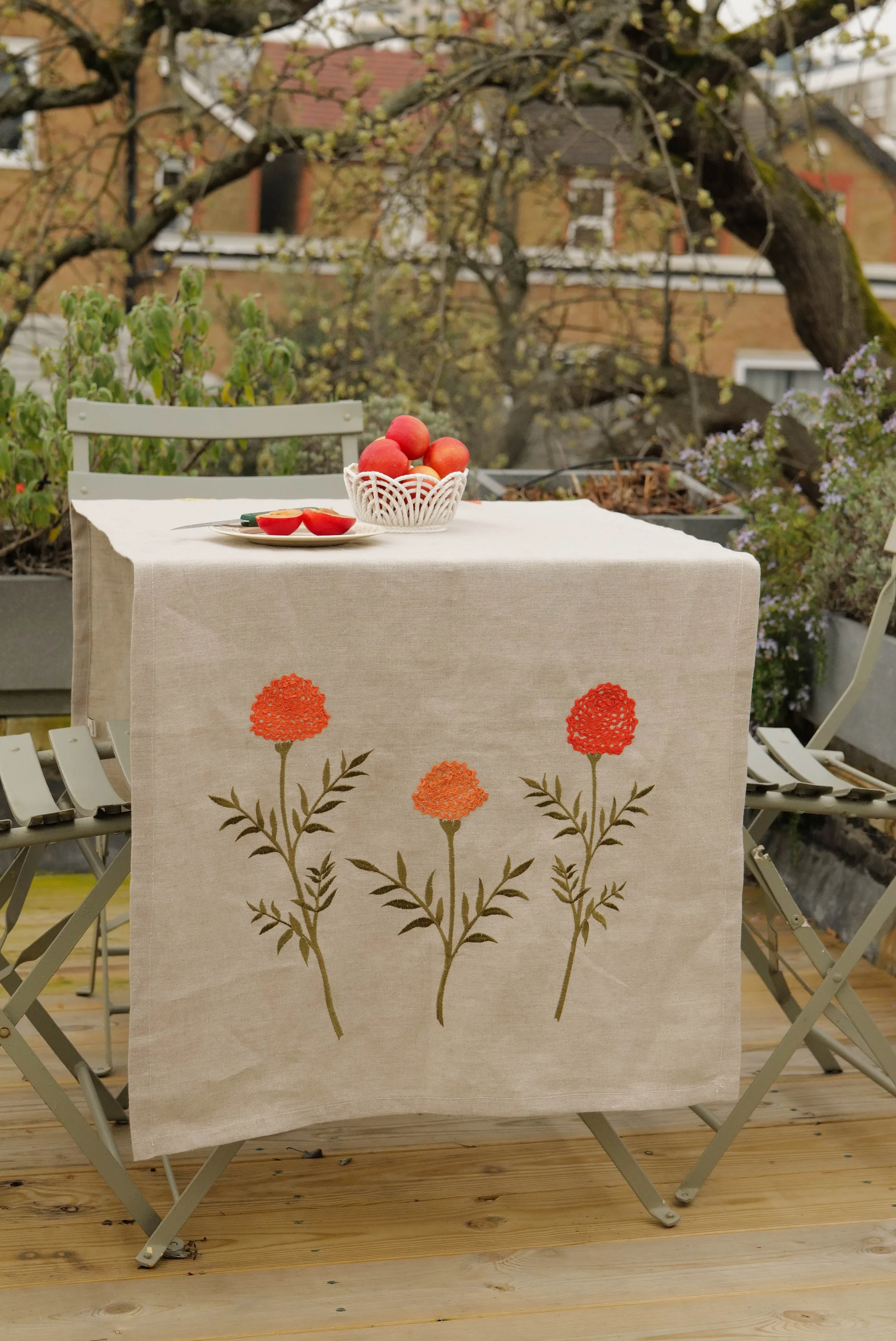 Marigold Embroidered Table Runner — Lora Avedian